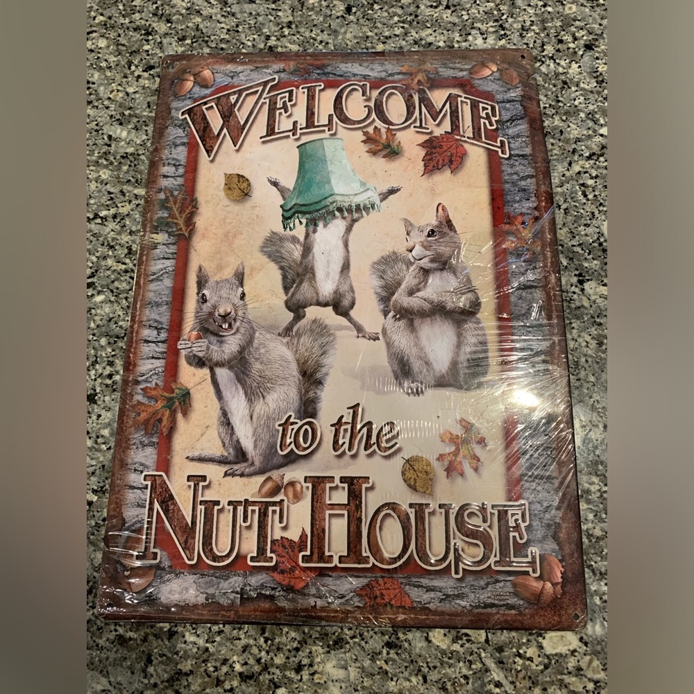 Welcome To The Nuthouse With Squirrels 17 X 12 metal sign New